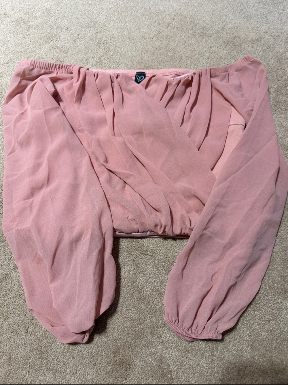 Pink Off-Shoulder Chiffon Crop Top